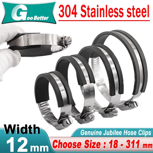 Rubber Lined Jubilee Clips Cable Mounting Hose Water Pipe Clamp Stainless Steel - Picture 1 of 35