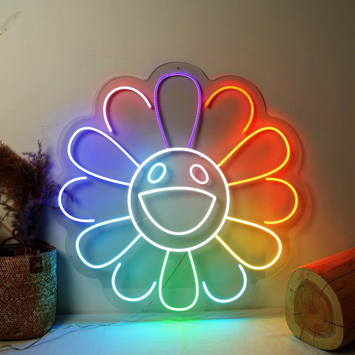 TAKASHI MURAKAMI RAINBOW FLOWER NEON LIGHT LED SIGN Wall ART Decor HYPEBEAST