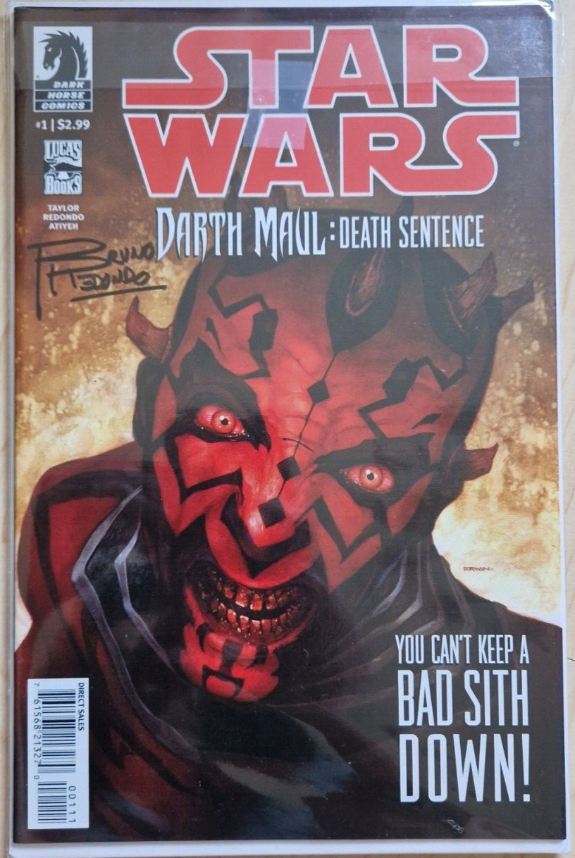 Star Wars Darth Maul Death Sentence - Marvel 2012 - firmado por el artista Redondo
