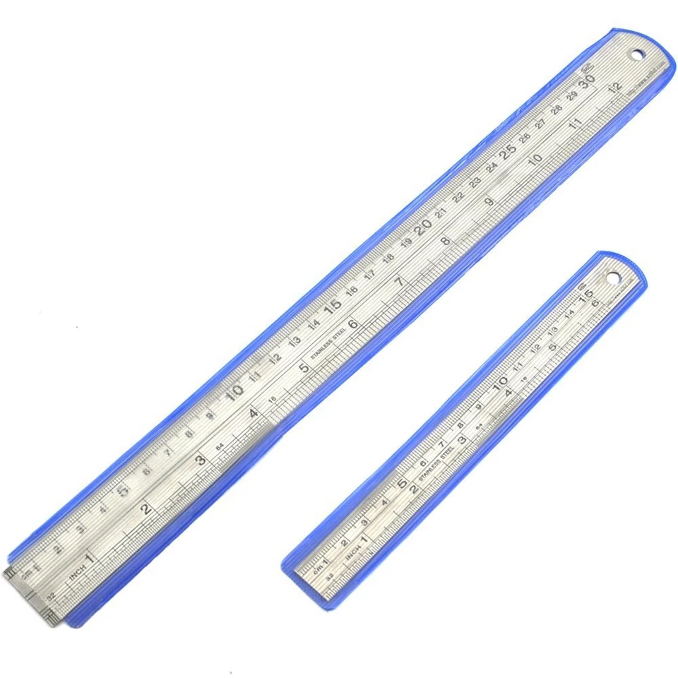 AKORD Stainless Steel Measuring Ruler Rule Scale Machinist Tools 12 & 6 inch
