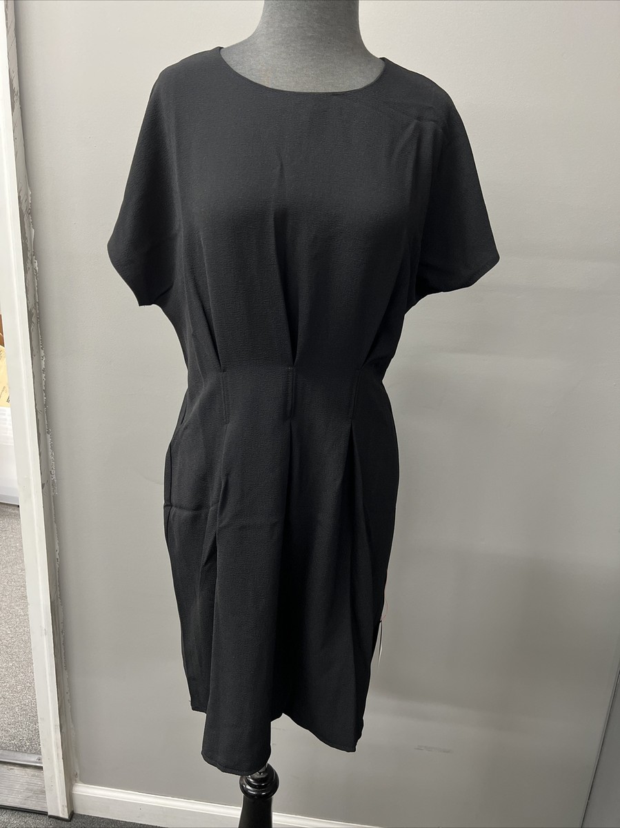 asos black pleated dress Design Front SIZE 8 NWOT Size:16.5