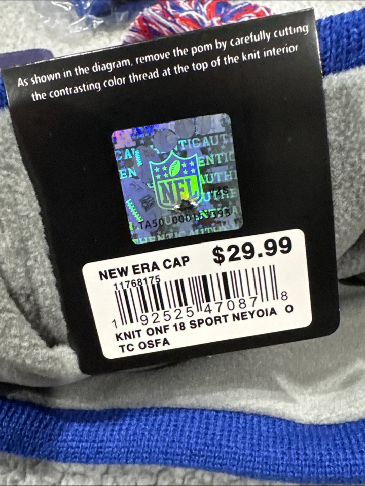 Buffalo Bills 豆豆帽蓝色白色红色 New Era Pom 冬季 Allen Mafia 针织 — 第 2/4 张图片