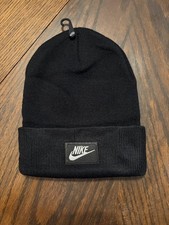 Nike Black Futura Logo Cuffed Knit Beanie New