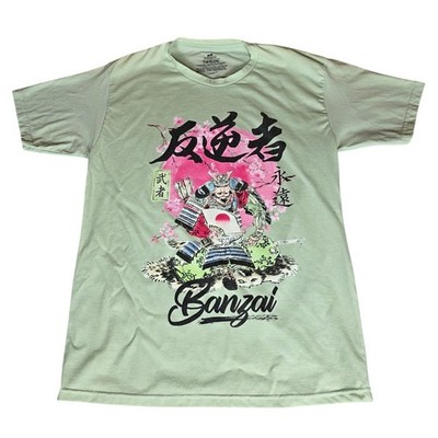 Philcos Banzai Samurai Graphic T Shirt Mens Medium M Mint Green EUC Japanese