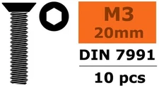 GForce - 3x20mm 10pcs Steel Countersunk Head Screws