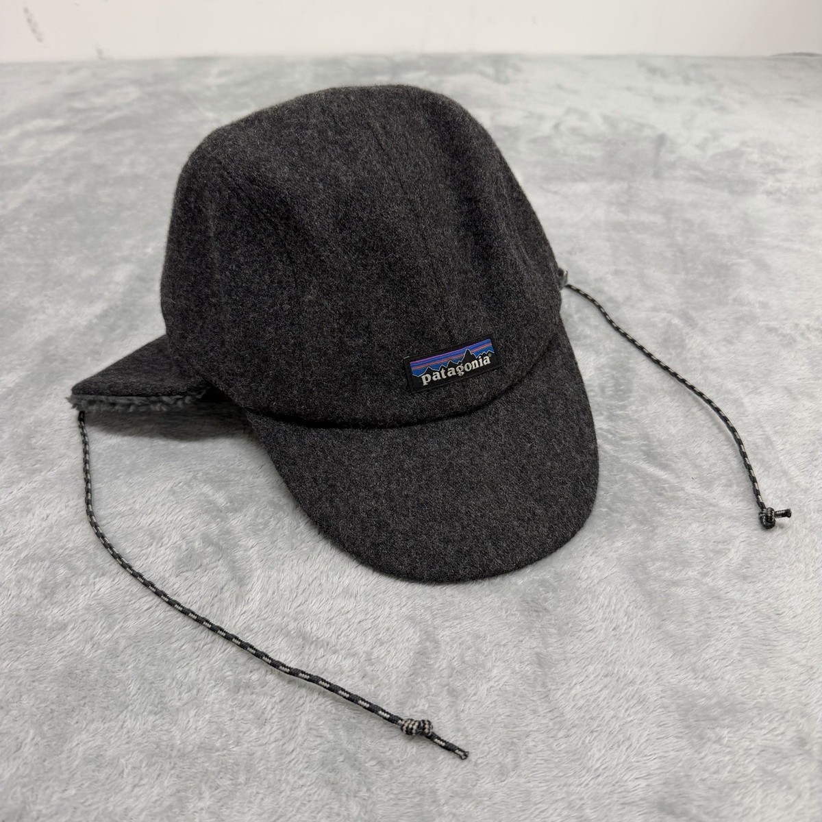 Patagonia Recycled Wool Ear Flap Cap Sherpa Cap Gray Outdoor Winter