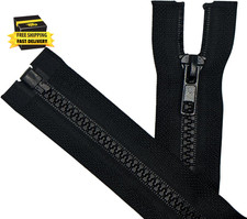 2PCS 5 24 Inch Black Separating Jacket Zippers for Sewing Coats, Molded Plastic