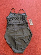 Wear Moi Harlow Black Cami Leotard with Mesh and Strappy Mesh Back Dance NWT