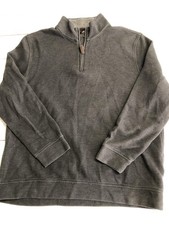 Tasso Elba Sweater Mens Large Gray Quarter Zip Mock Neck Pullover Casual