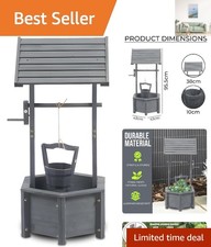 Spacious and Weather-Resistant Wooden Wishing Well Planter for Outdoor Spaces