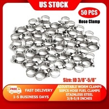 3/8"-5/8" Stainless Steel Adjustable Drive Hose Fuel Clamp Line Worm Clip 50x US