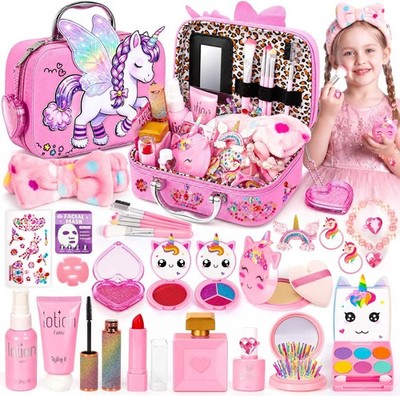 Kinder Pretend Make-up Set 27 Teile Fake Make Up Kit Realistische Simulation Einhorn Etui