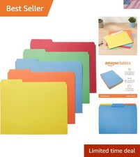 Eco-Friendly Letter Size File Folders, 100 Assorted Colors for Organized Filing
