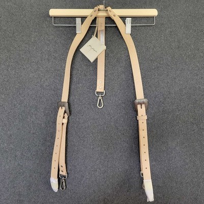 Rare Free People M/L Embossed Leather Suspenders Handcrafted Hold Me Up Buff NWT
