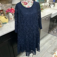Jessica London Women  s 24W Mother Of Bride Groom Dress Navy Blue Lace Elegant