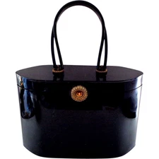 Wilardy Shiny Black Lucite Purse