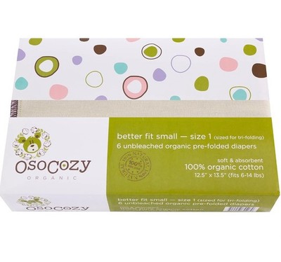 Organic Cotton Prefold Cloth Diapers Better Fit Small 4x8x4 Layering (6pk) - ...