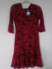 Anthropologie Eva Franco Fiona Dress Sz 8 Navy & Red Lace Fit & Flare 