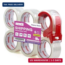 JIALAI HOME Heavy Duty Transparent Packing Tape,6 Rolls with Refillable Dispense