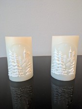 Elambia XL Kerzen 2er Set Winterlandschaft mit Timer
