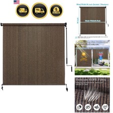 Outdoor Roller Shades 8'W X 8'H, Exterior Cordless Patio Shades Roll Up Outdo...