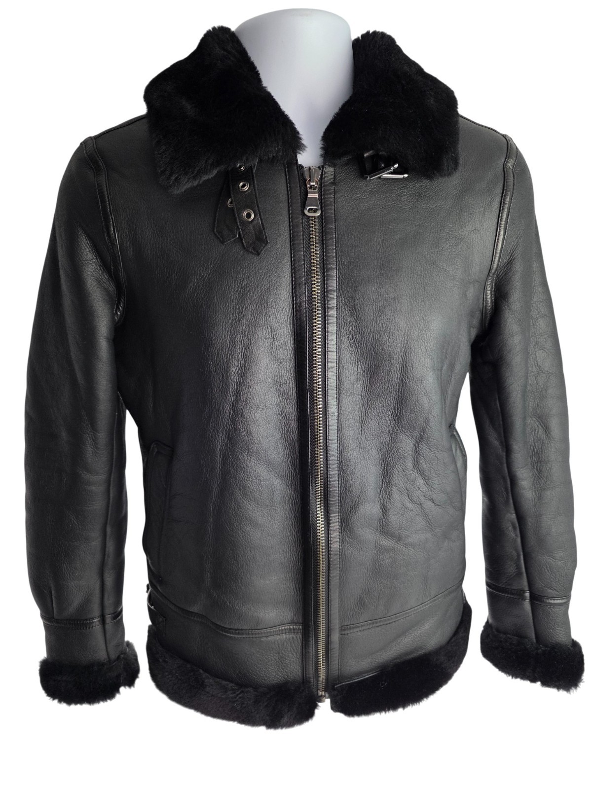 INFINITY LONDON Women's Leather Shearling Sheepskin Bomber Jacket S Turkey NWOT