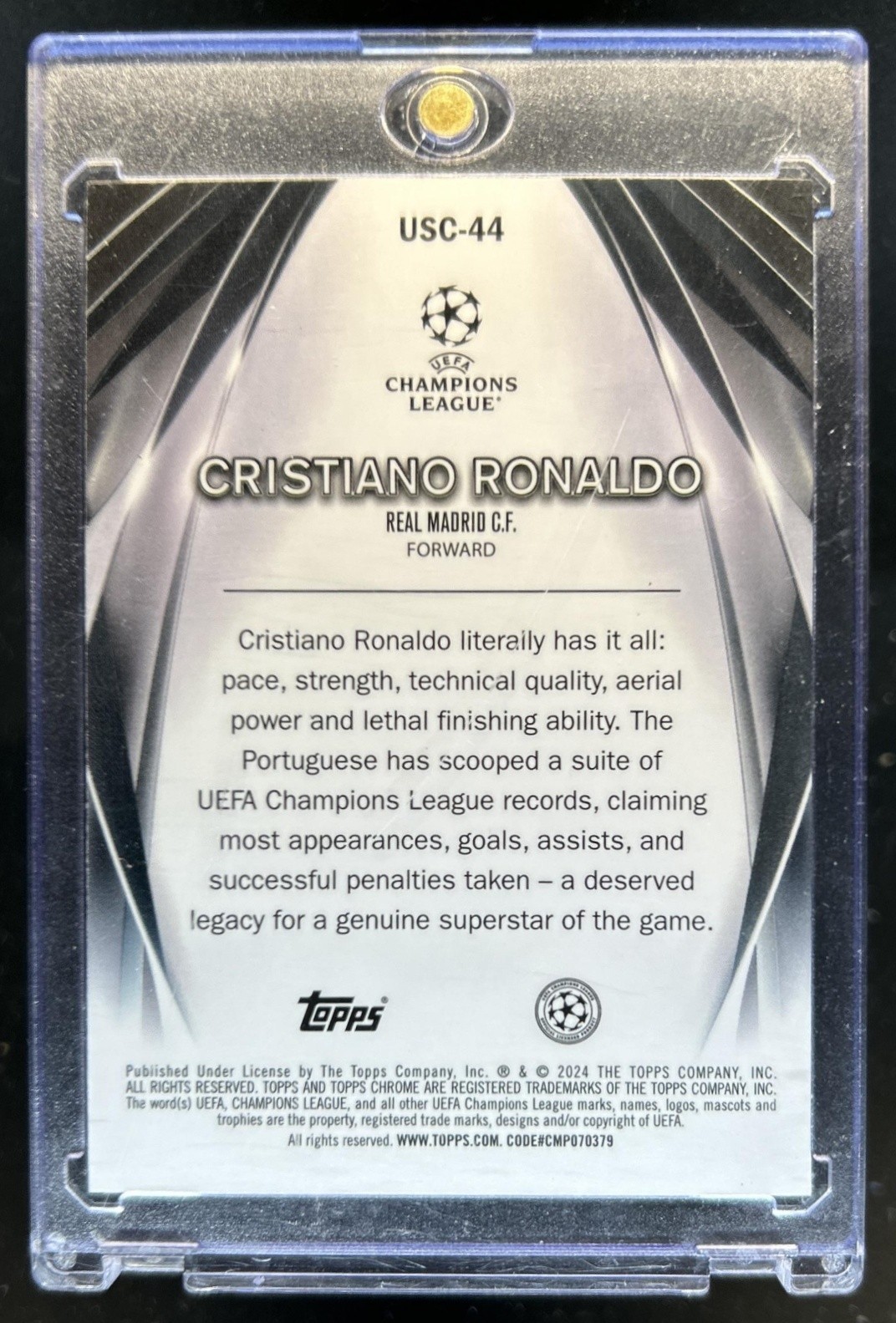 2023-24 Topps UEFA Cristiano Ronaldo Ultimate Stage Chrome #USC-44 Real Madrid view 2