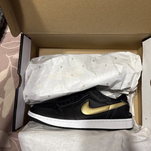Nike Air Jordan 1 Low Flyease Nero Oro Bianco Easy On DM1206-071 Uomo Taglia 13 Nuove - Foto 4 di 6