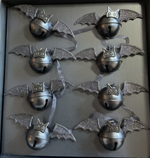 HALLOW HOME HALLOWEEN BAT BELL GARLAND 6 FEET BLACK GLITTER NIP