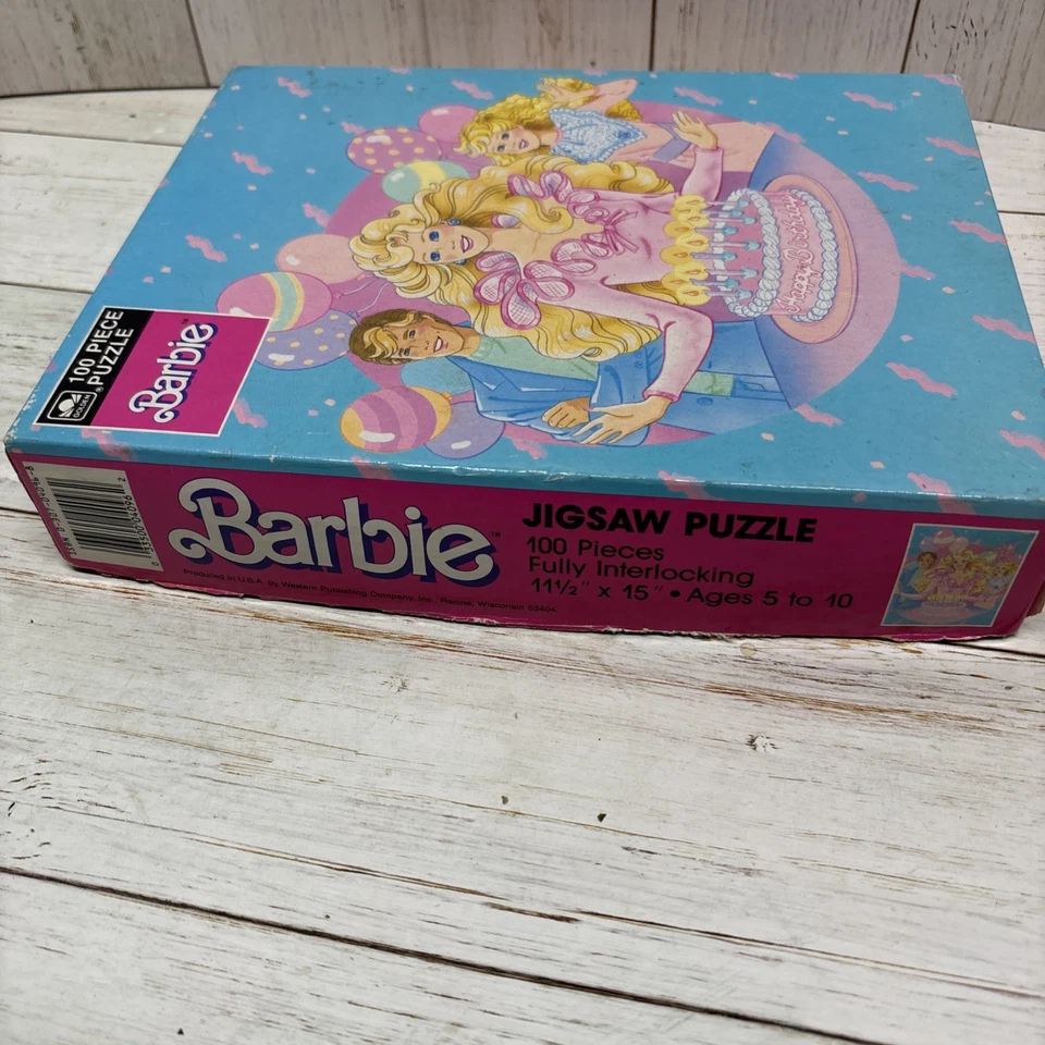 Vtg Complete 1989 Golden 100 Pc Happy Birthday Barbie Puzzle Ken & Skipper 11x15 - Image 2 of 3