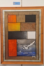 Mixed technique on jute by Giuseppe Masdea 80x60