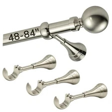 Curtain Rods for Windows 48 to 84 – Heavy Duty Expandable 48-84" Brushed Nickel