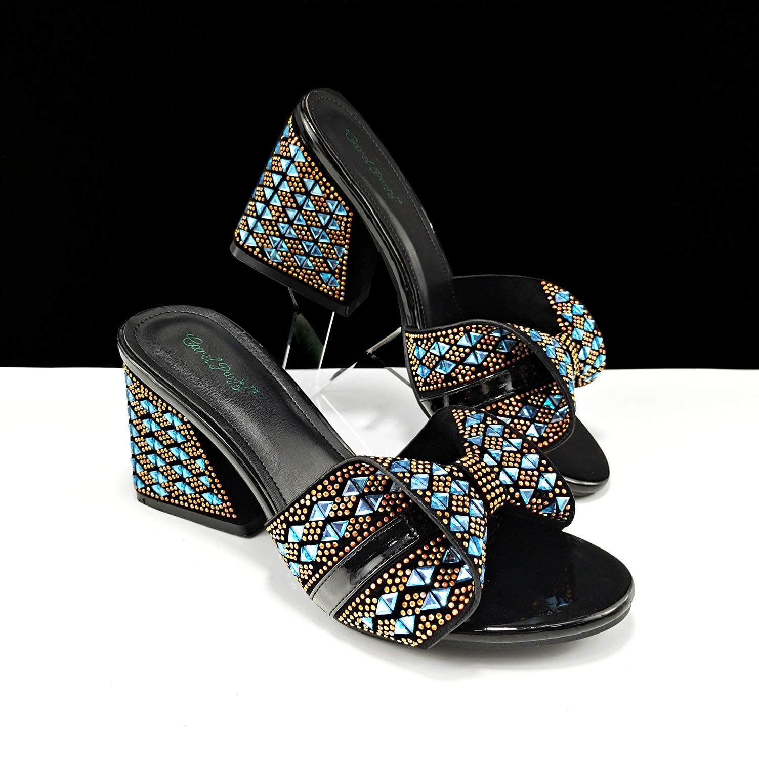 PANTOFOLA D’ORO Set borsa scarpe donna punta tonda tacco spesso tacco alto ciabatte moda casual