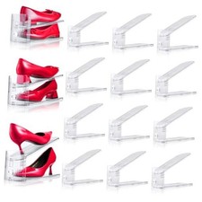 Adjustable Shoe Slots Organizer,12PACK Shoe Stackers Shoe 12 Pack Transparent