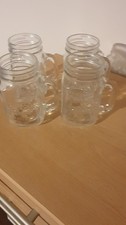 4 X Glass Drinking Jars With Handles