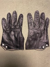 Vintage Black Leather Minimalist Gloves, Size 7 1/2 Unlined By Kay Fuchs