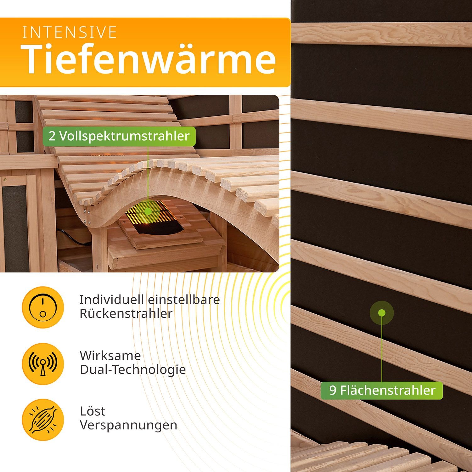 Infrarotkabine Infrarotsauna Wärmekabine Billund Flächenstrahler ArtSauna®