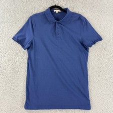 Burberry Brit Polo Shirt Mens Medium Blue Short Sleeve Cotton Pique Casual Knit