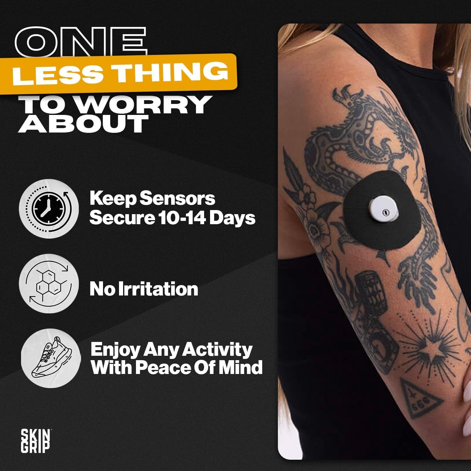 Skin Grip Universal Adhesive Patches for CGM and Insulin Pumps with Cutout (2...