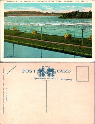 Postcard of Longue Sault Rapids near Cornwall Ontario Canada