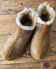 LL Bean Cozy Wicked Good Cabin Shearling Bootie Slippers Brown Suede Womens 7 M