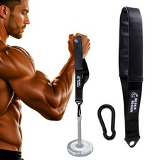 Arm Wrestling Training Strap with Leather Sleeve Dual Ring Grip Strap for W...