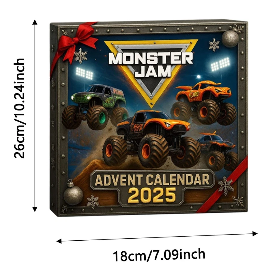 2D Flat MONSTER JAM Advent Calendar 2025 24 Days Mini Collectible Trucks Figures - Image 3 of 4