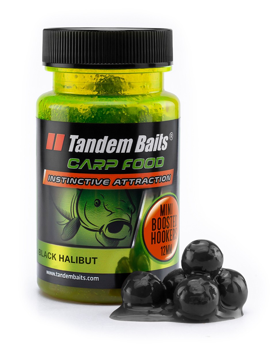 Tandem Baits Mini boilies Boosted Hookers CF 12 mm–50 g Halibut Nero