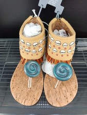Disney Kids Cork Sandals With Fun Pattern Fringe Accents