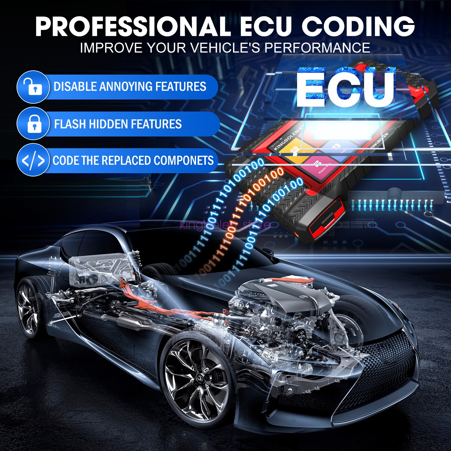 KINGBOLEN K7 Elite OBD2 Scanner All System Car Diagnostic ECU Key Coding CANFD