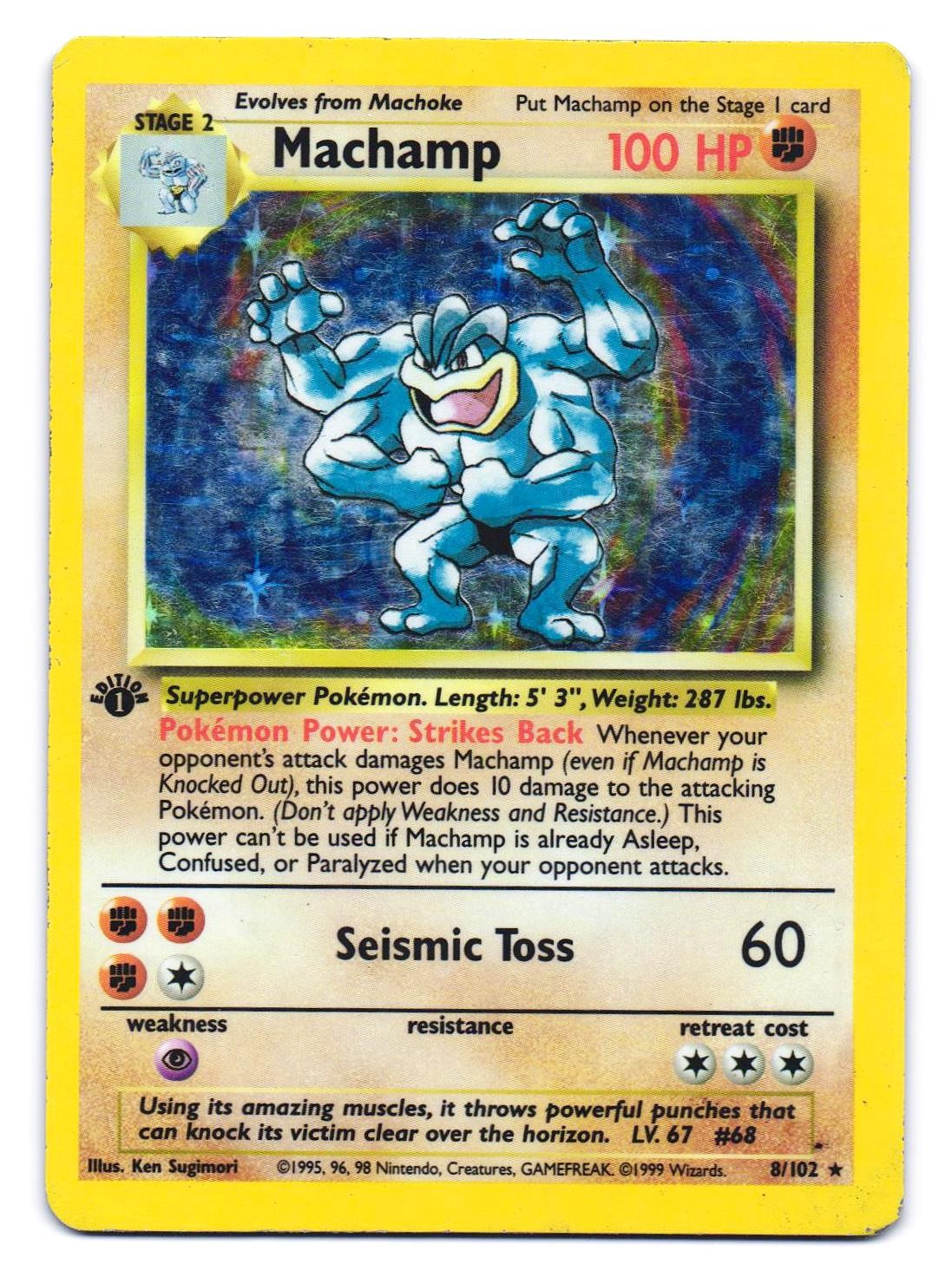 Machamp 8/102 Holo Rare Deck Exclusives Pokemon 1st Edition HP