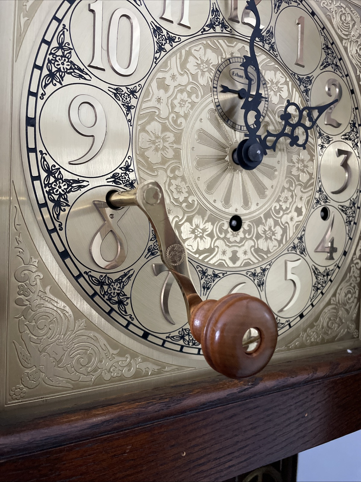 Ethan Allen Grandfather Clock Model 3038 Triple Chime Moon Dial