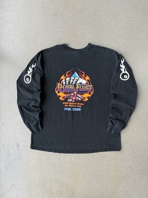 Vintage 00s Royal Flush Black Long Sleeve With 8 Ball Flames Sleeve Graphic XXL