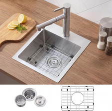 VCCUCINE Drop in Bar Sink, 15X15 Inch Topmount RV Small Kitchen Sink, Handmade S